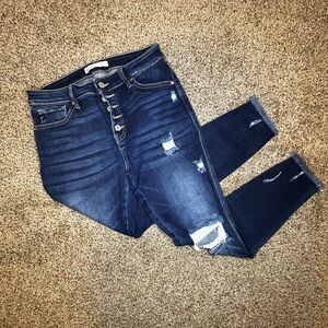 KanCan Distressed Skinny Jeans – Women’s Size 29, Dark Wash, Raw Hem